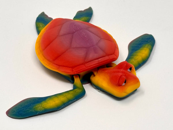 3D Printed Articulated Sea Turtle Multi-Color Print Cute Colorful Fidg ...