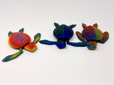 3D Printed Articulated Sea Turtle Multi-Color Print Cute Colorful Fidget Gift Painted Eyes