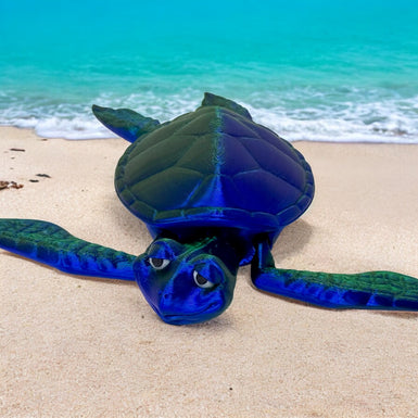 3D Printed Articulated Sea Turtle Multi-Color Print Cute Colorful Fidget Gift Painted Eyes